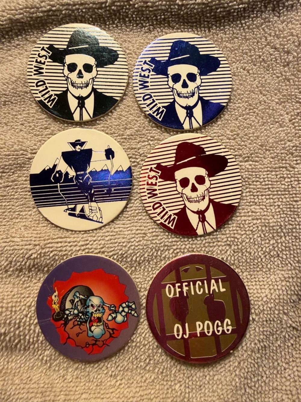 Vintage Wild West Skull POGs - Multicolor SetPlus OJ & others set of 6